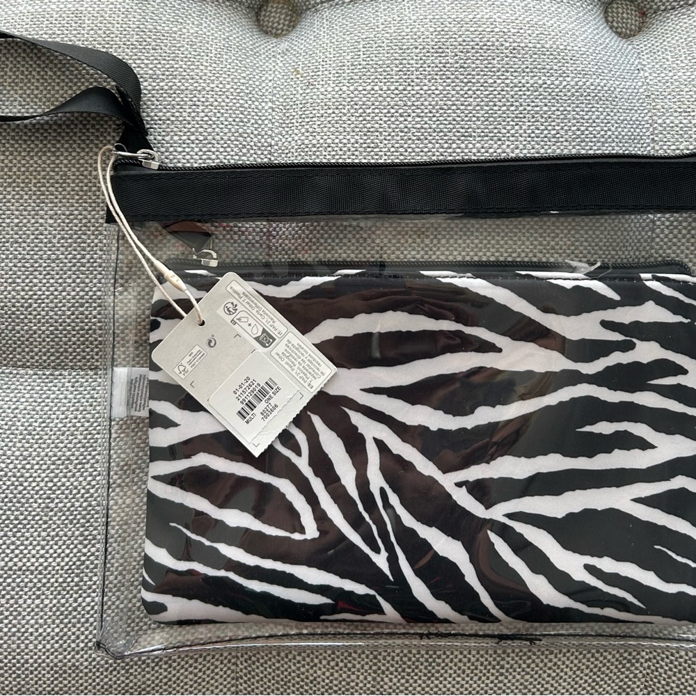 Primark Zebra Print Clutch with Clear Overlay Makeup Travel Pouches NWT